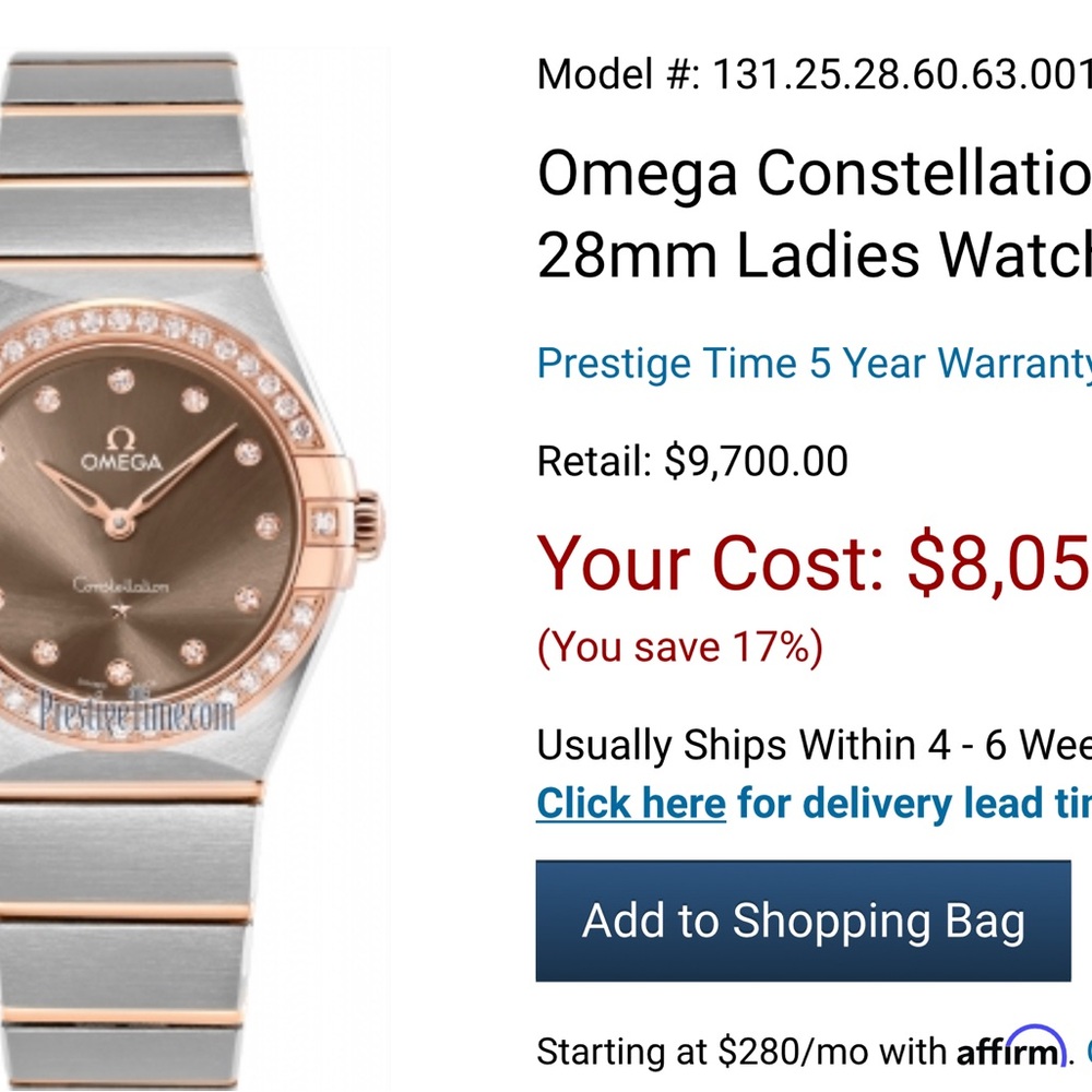 Omega Steel 18k Rose Gold Constellation 27mm Diamond Watch 123.25.27.60.63.001 - Picture 5 of 12